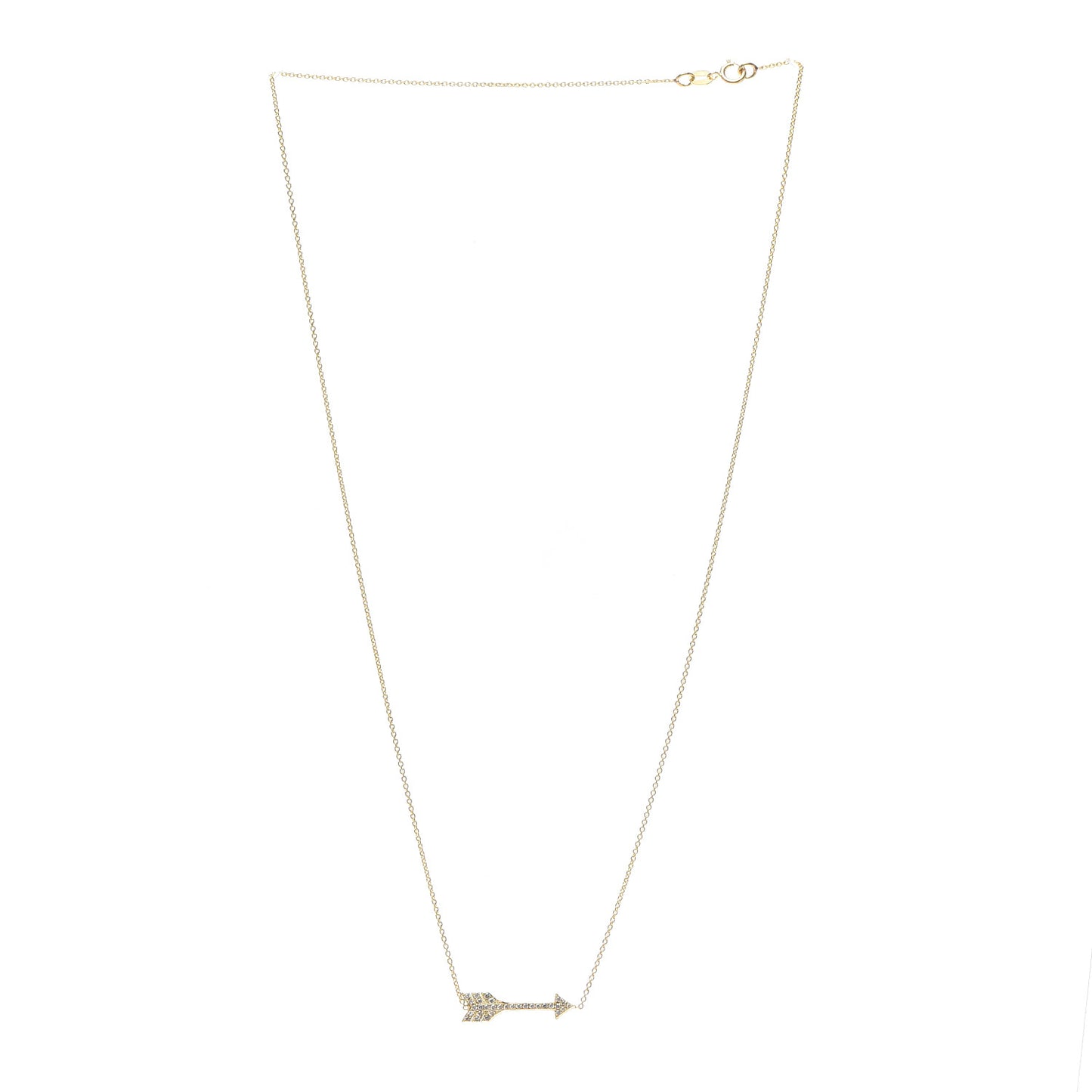 18K Yellow Gold Diamond Arrow Necklace