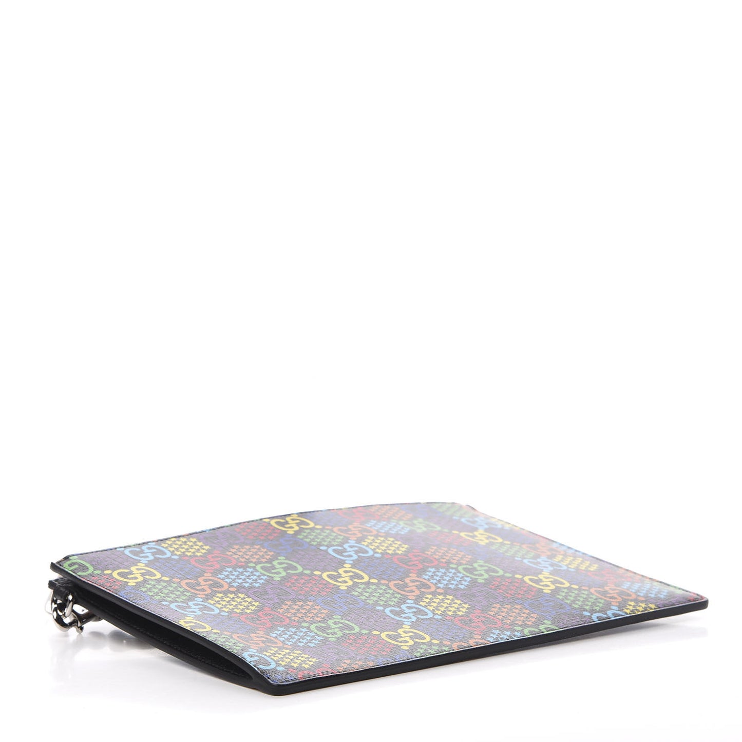 GG Supreme Monogram Psychedelic Zip Wristlet Pouch Black Multicolor