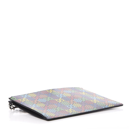 Gucci GG Supreme Monogram Psychedelic Zip Wristlet Pouch Black Multicolor 3 of 7