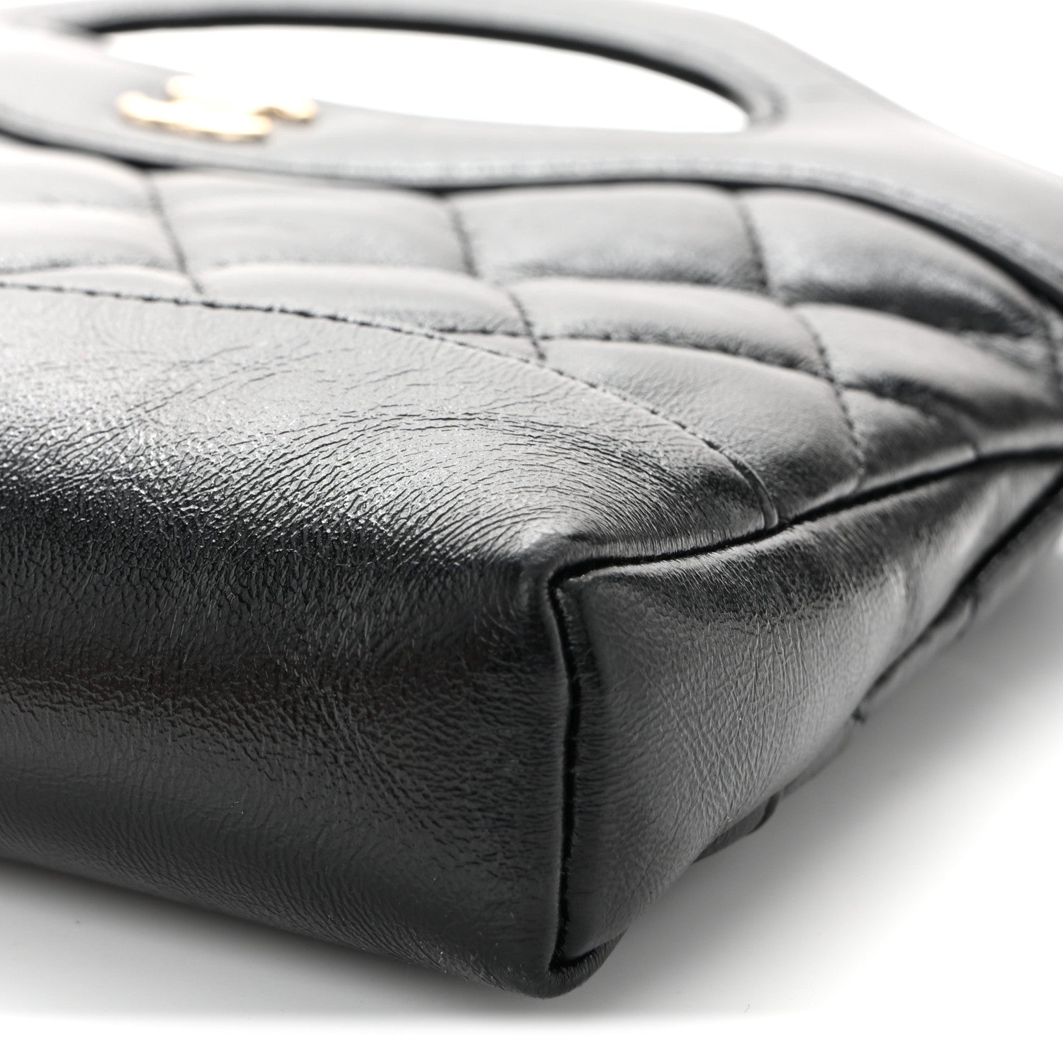 Chanel Shiny Crumpled Calfskin Quilted Nano 31 Shopping Bag Black 10 of 11