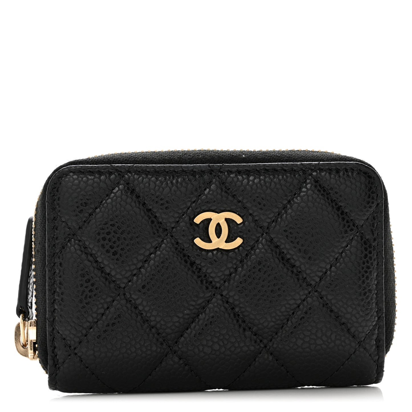 Caviar Quilted Zip Coin Purse Black