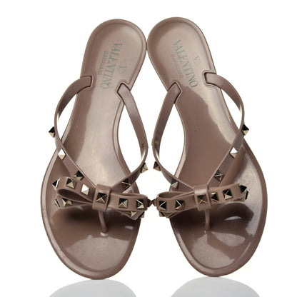 Valentino Garavani PVC Jelly Rockstud Bow Thong Sandals 39 Poudre 5 of 8