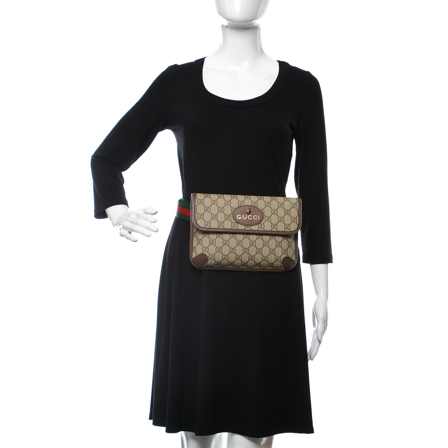 GG Supreme Monogram Neo Vintage Web Belt Bag Brown