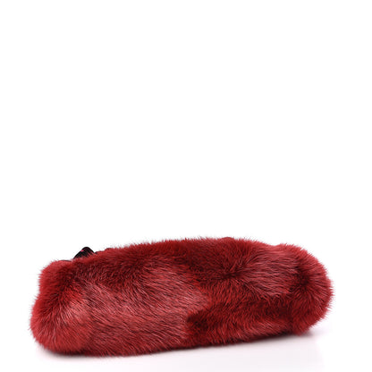 Prada Mink Fur Sequin Evening Clutch Rosso 4 of 7