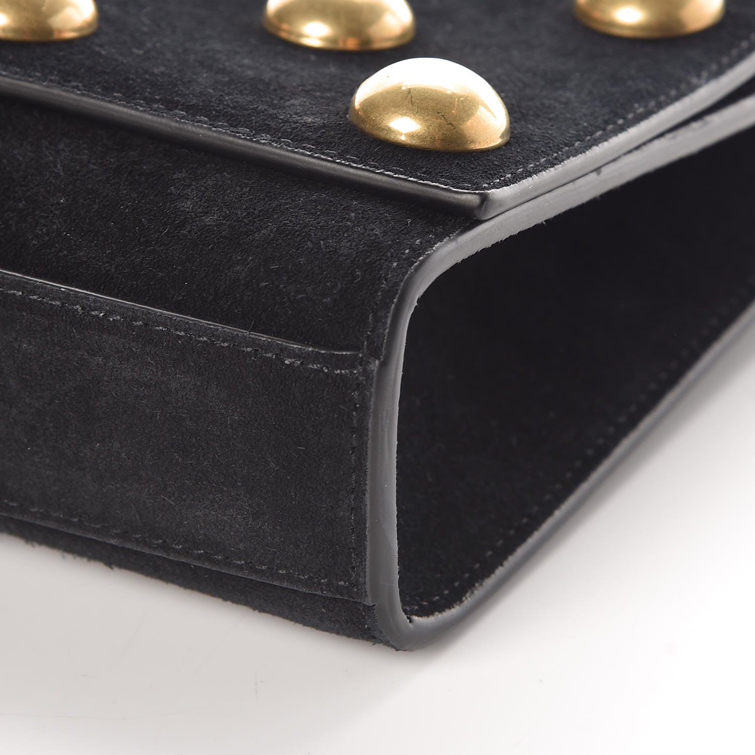 Saint Laurent Suede Studded Medium Classic Monogram Kate Satchel Black 6 of 9