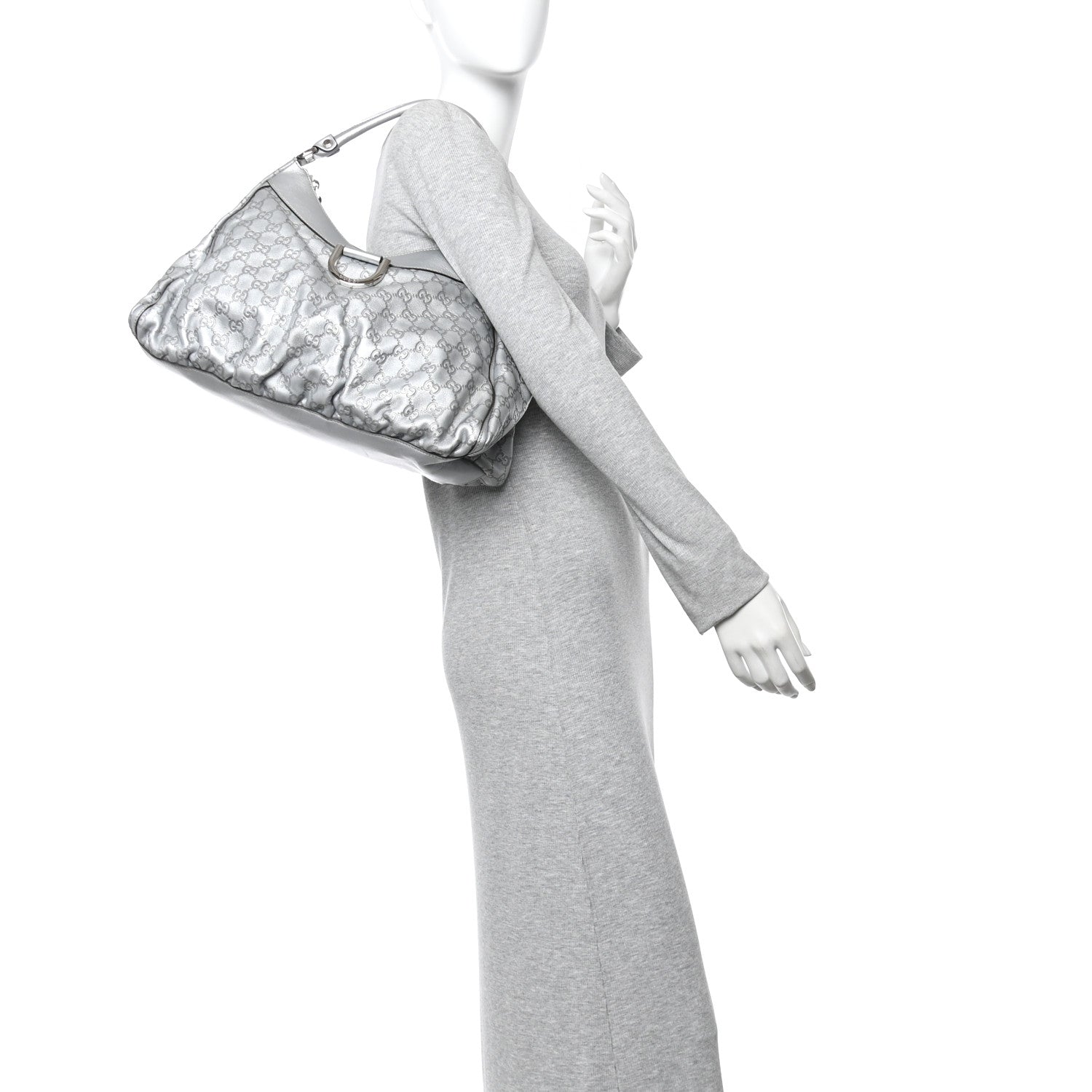 Gucci Guccissima Large D Hobo Silver 2 of 13
