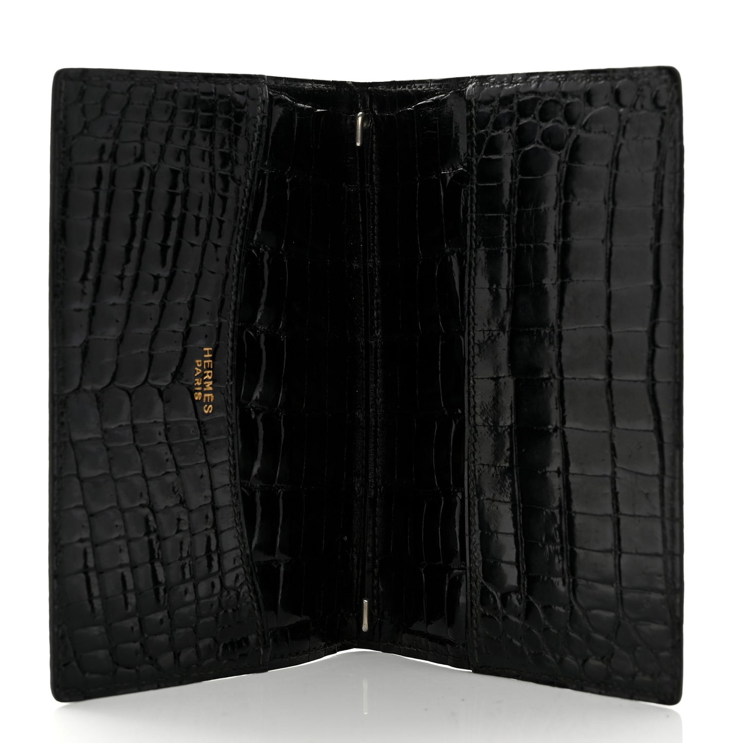Shiny Crocodile Passport Holder Black