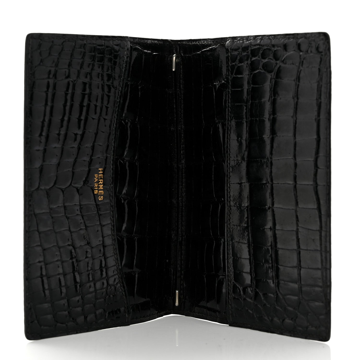 Hermes Shiny Crocodile Passport Holder Black 5 of 7