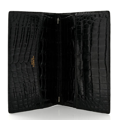 Hermes Shiny Crocodile Passport Holder Black 5 of 7