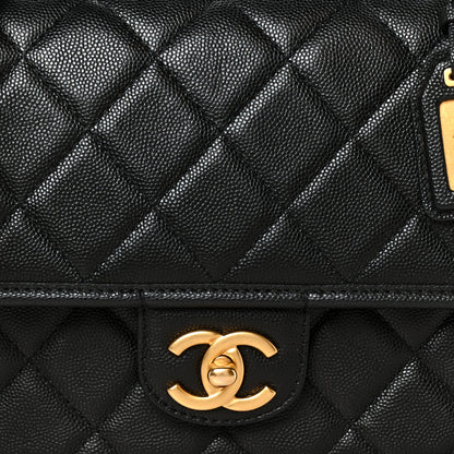 Chanel Caviar Quilted School Memory Small Top Handle Flap Black 10 of 12