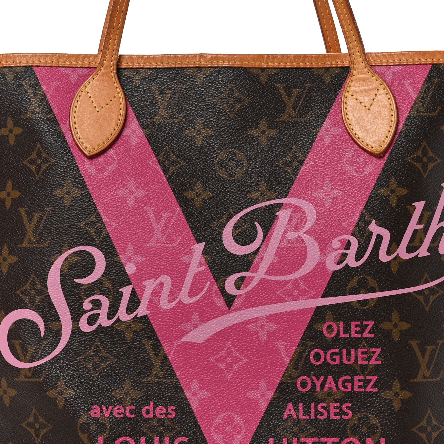 Louis Vuitton Monogram Saint Barth V Neverfull MM Hot Pink 9 of 11