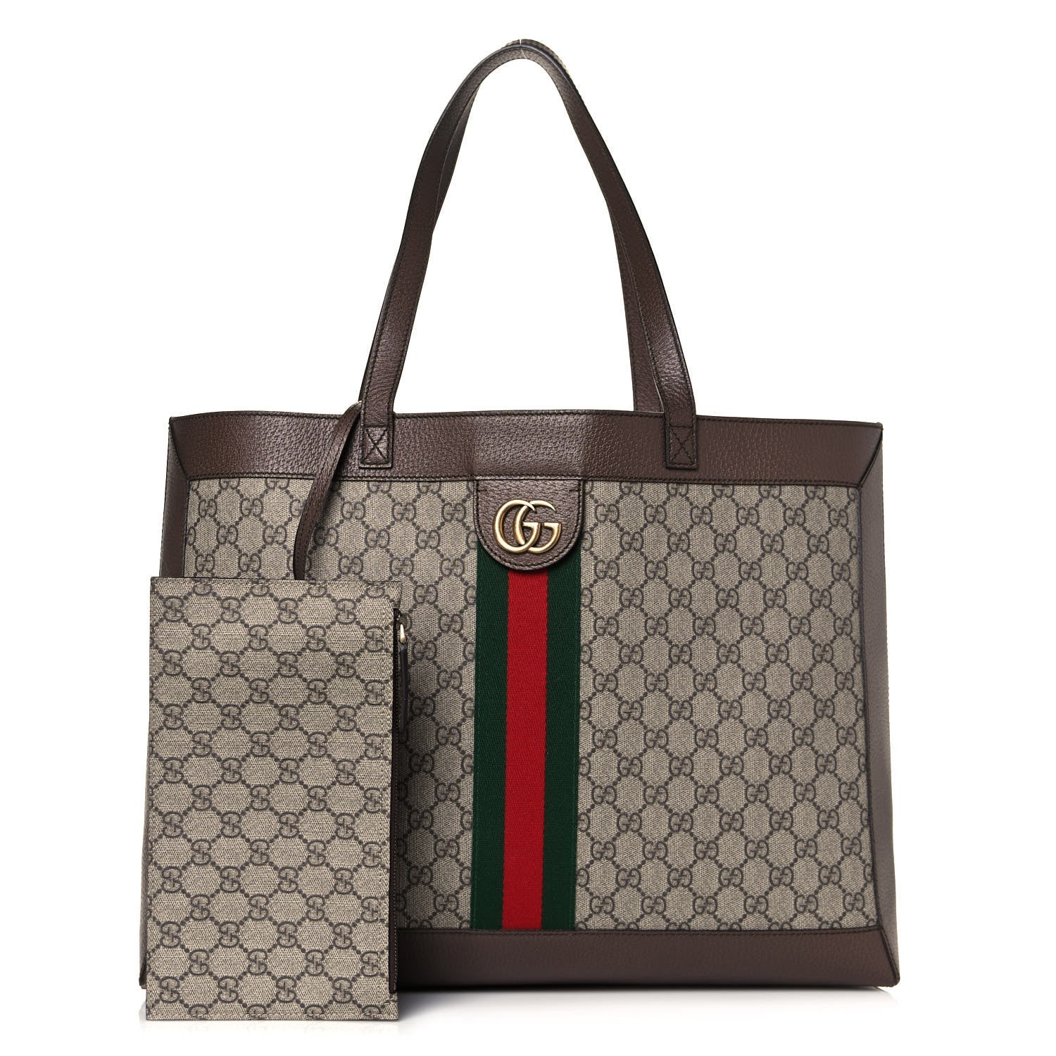 Gucci GG Supreme Monogram Web Ophidia Tote Brown 1 of 14