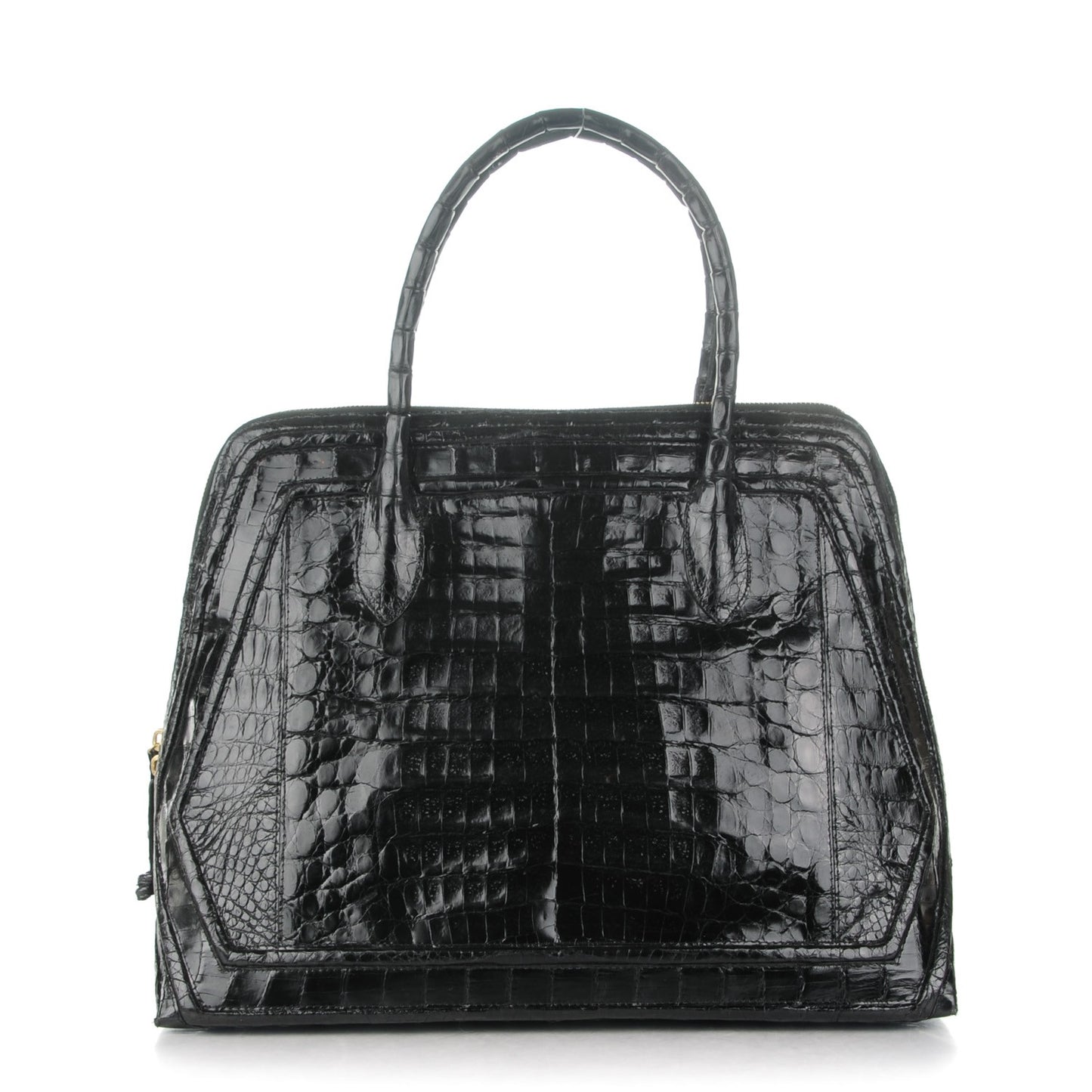 Crocodile Top Handle Tote Black