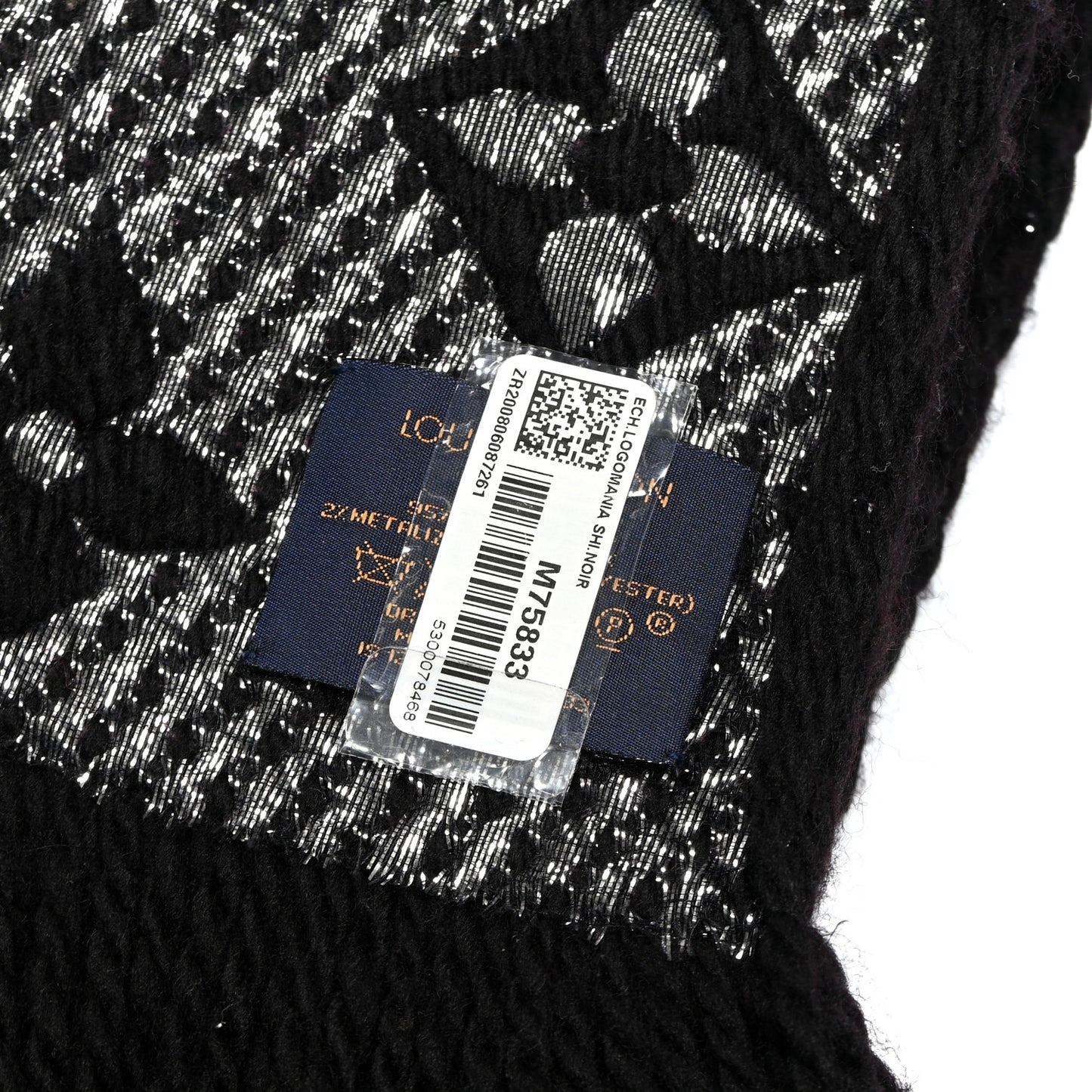 Wool Silk Logomania Shine Scarf Black