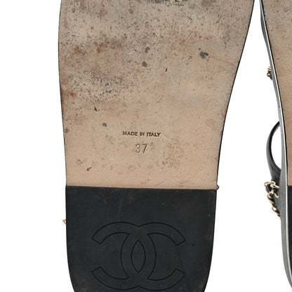 Chanel Calfskin Chain Platform Sandals 37 Black 6 of 8