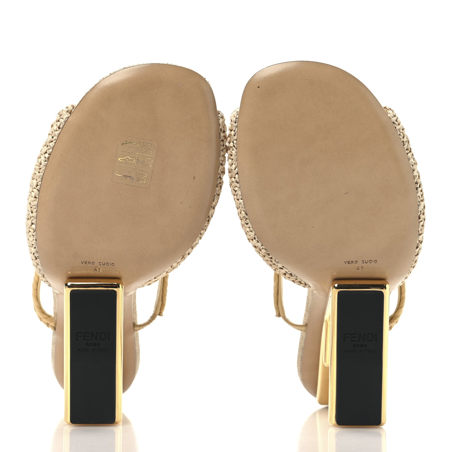 Raffia Intreccio Fendi First 95mm Slide Sandals 41 Paglia