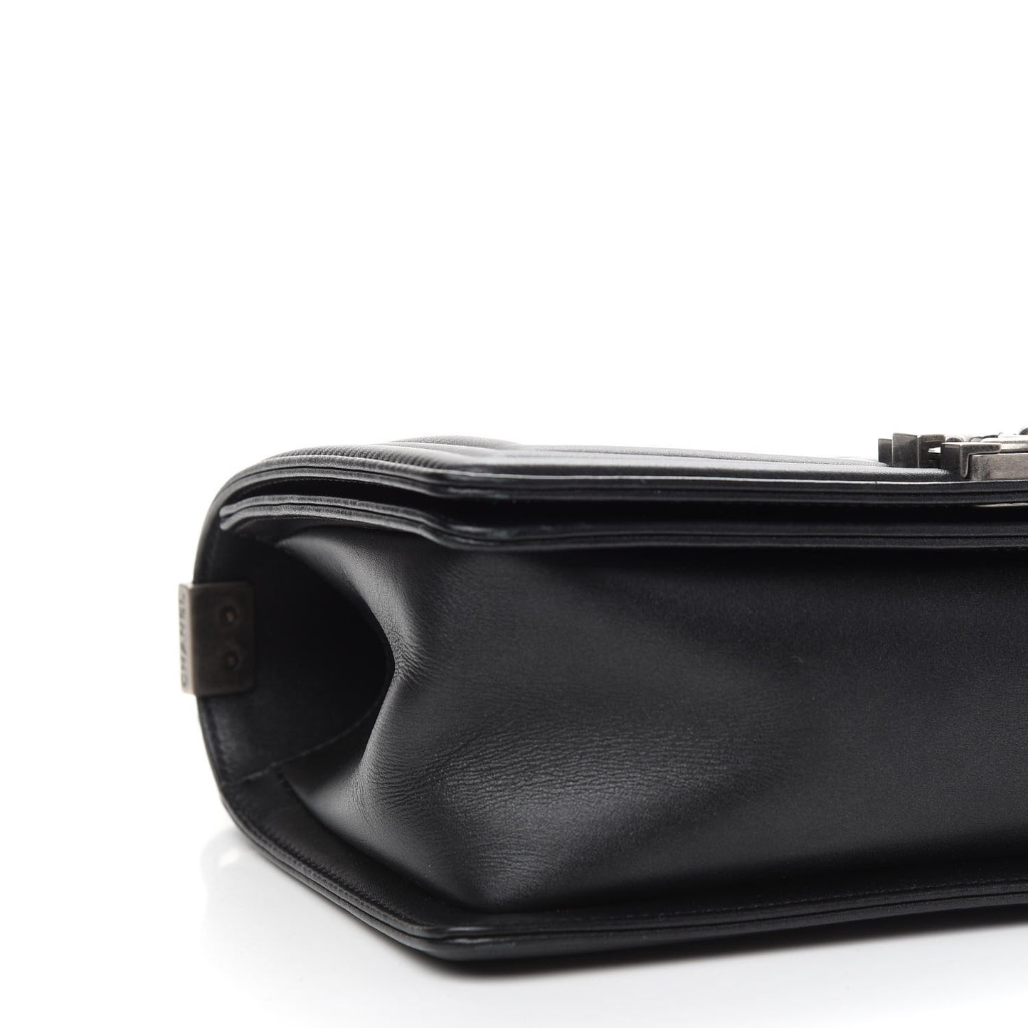 Metallic Calfskin Quilted Medium Boy Flap Black