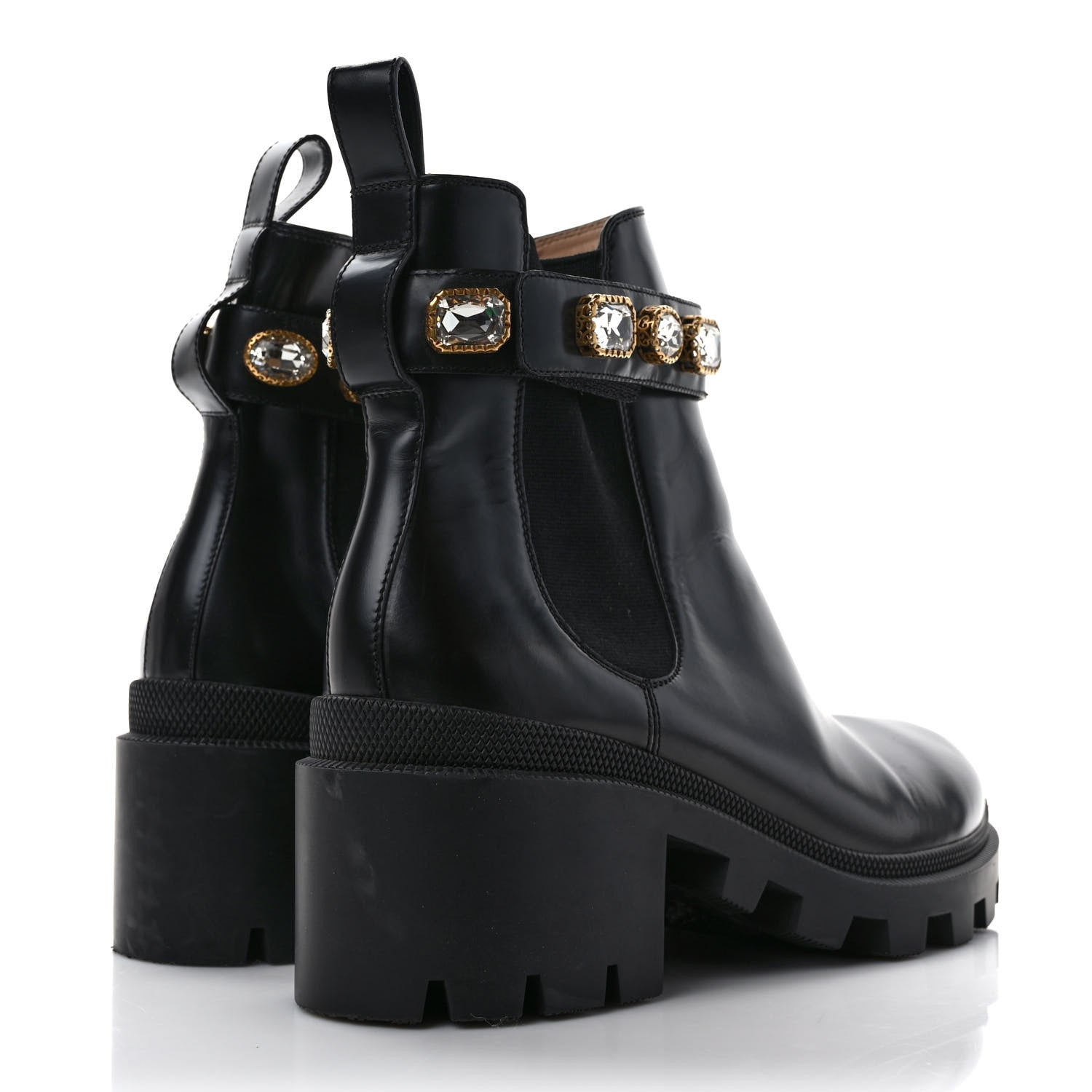 Gucci Calfskin Crystal GG Trip Chelsea Ankle Boots 40.5 Black 4 of 9