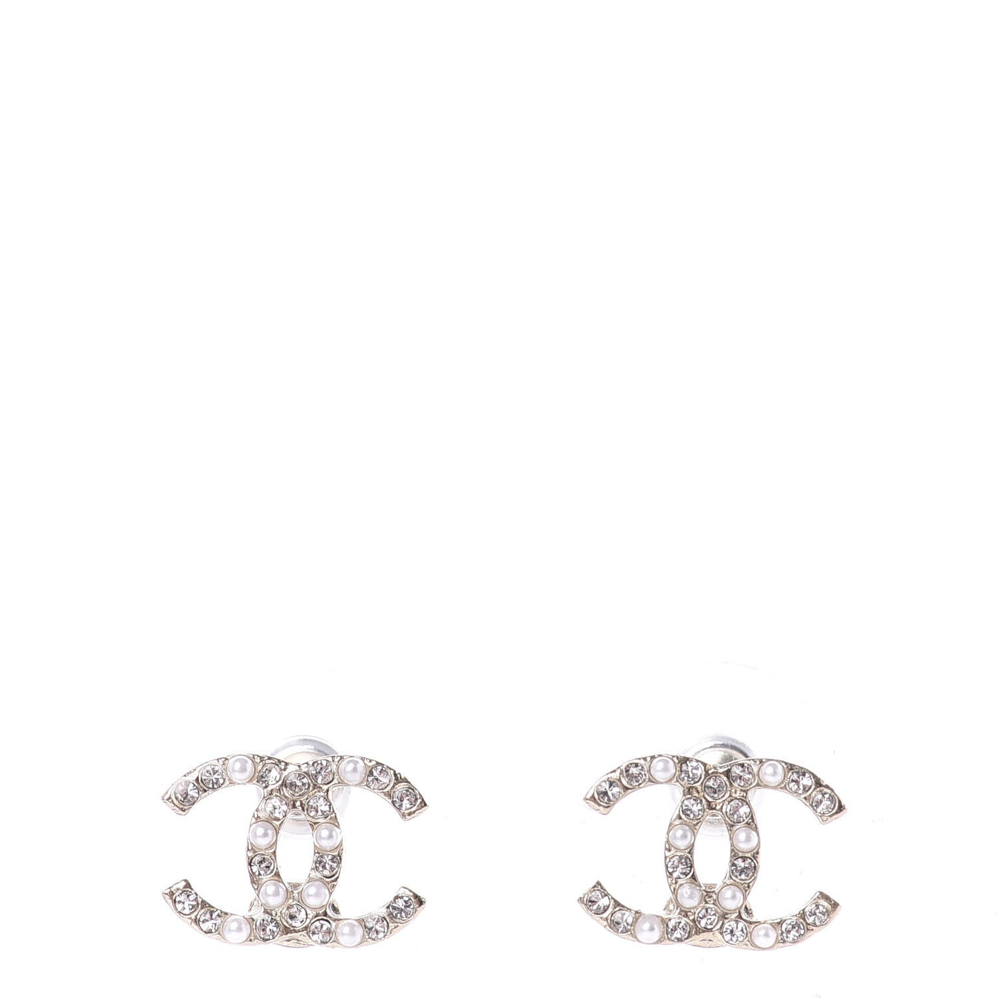 Pearl Crystal CC Earrings Gold