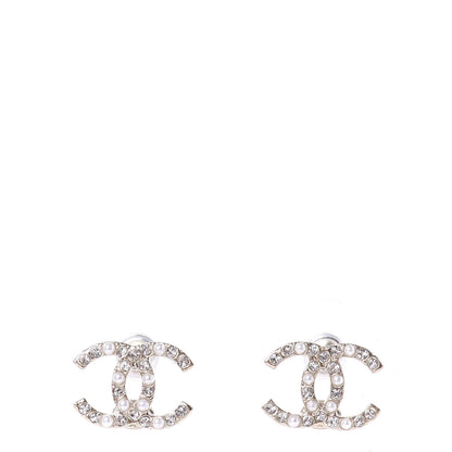 Chanel Pearl Crystal CC Earrings Gold 1 of 5
