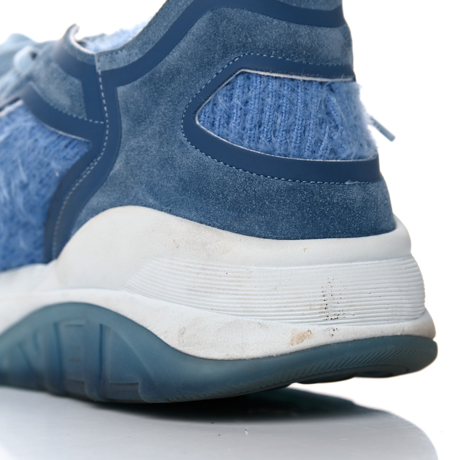 Chanel Suede Calfskin Stretch Fabric CC Sneakers Light Blue 9 of 14