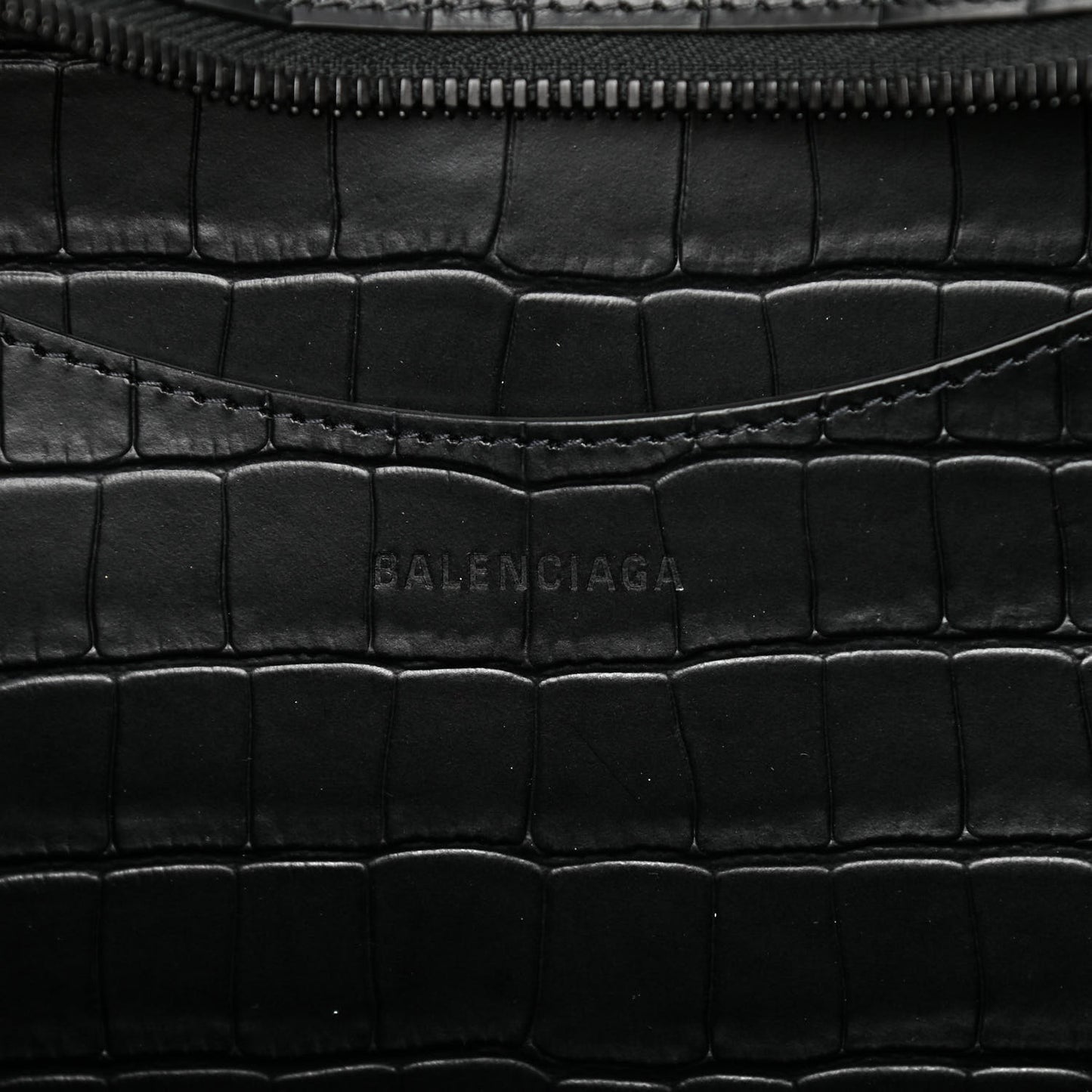 Semi Matte Calfskin Crocodile Embossed Neo Classic Black Hardware Large City Black