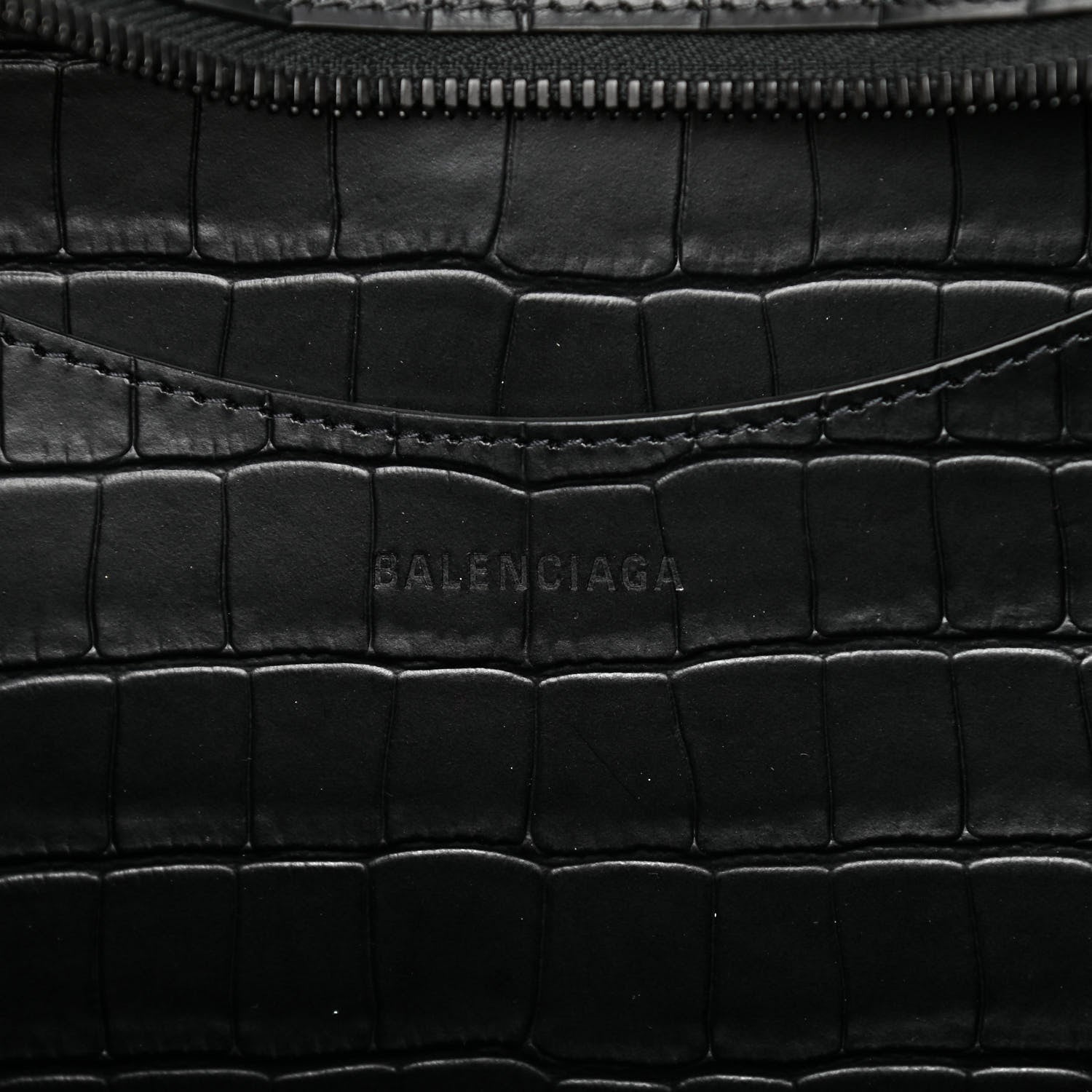 Balenciaga Semi Matte Calfskin Crocodile Embossed Neo Classic Black Hardware Large City Black 6 of 10