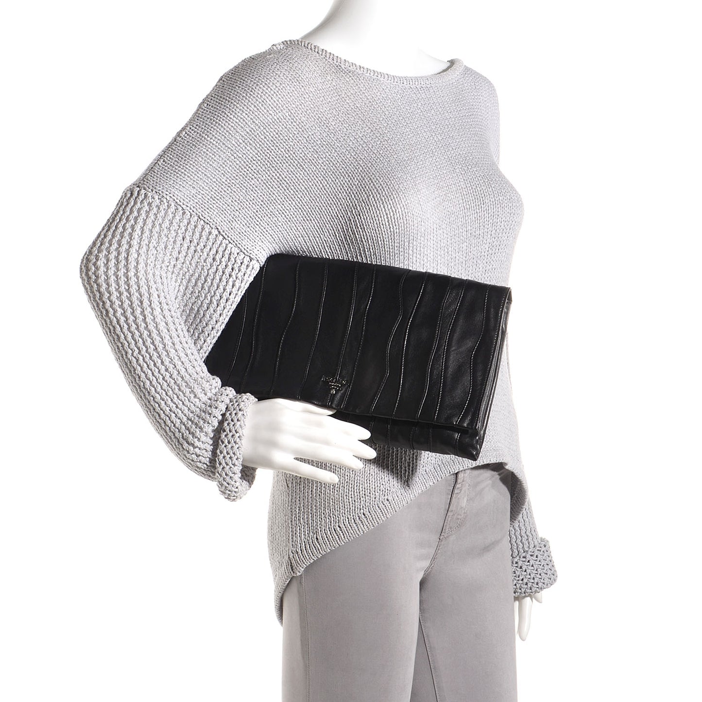 Nappa Stripes Clutch Nero Black