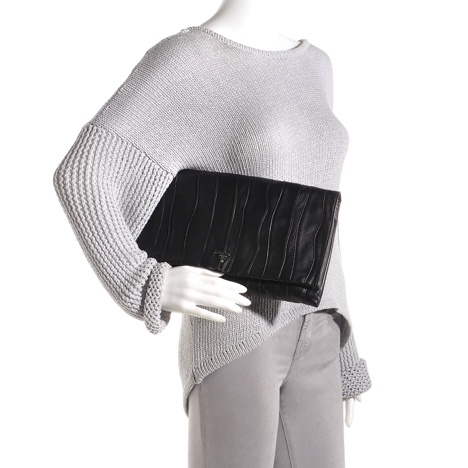 Prada Nappa Stripes Clutch Nero Black 2 of 8