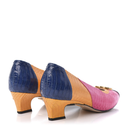 Gucci Snakeskin Crystal Double G Pumps 38 Multicolor 4 of 8