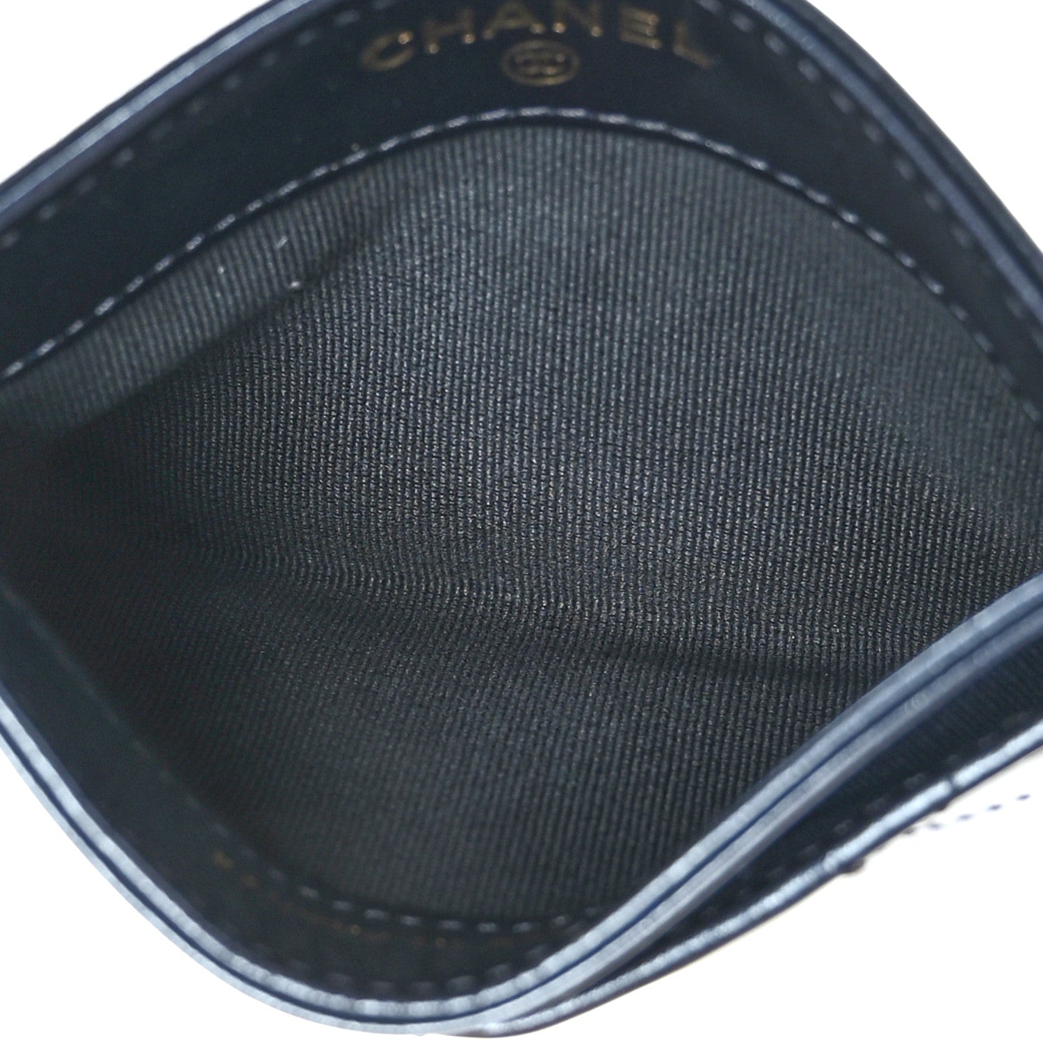 Chanel Metallic Lambskin Quilted Card Holder Dark Blue 6 of 10
