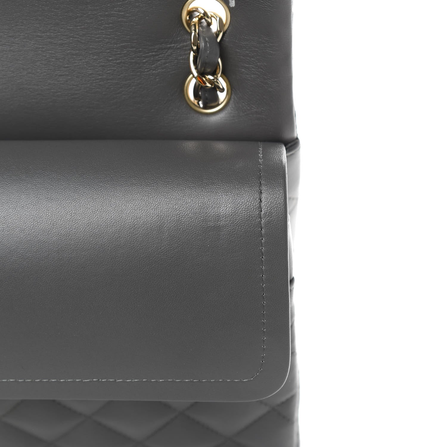 Chanel Lambskin Quilted Jumbo Double Flap Grey 11 of 11
