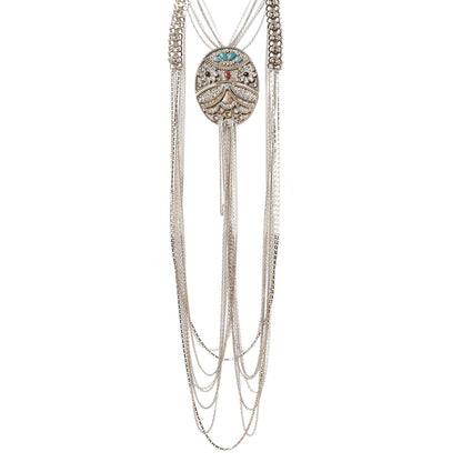 Chanel Crystal Chain Owl CC Multi Strand Necklace Gold 3 of 5