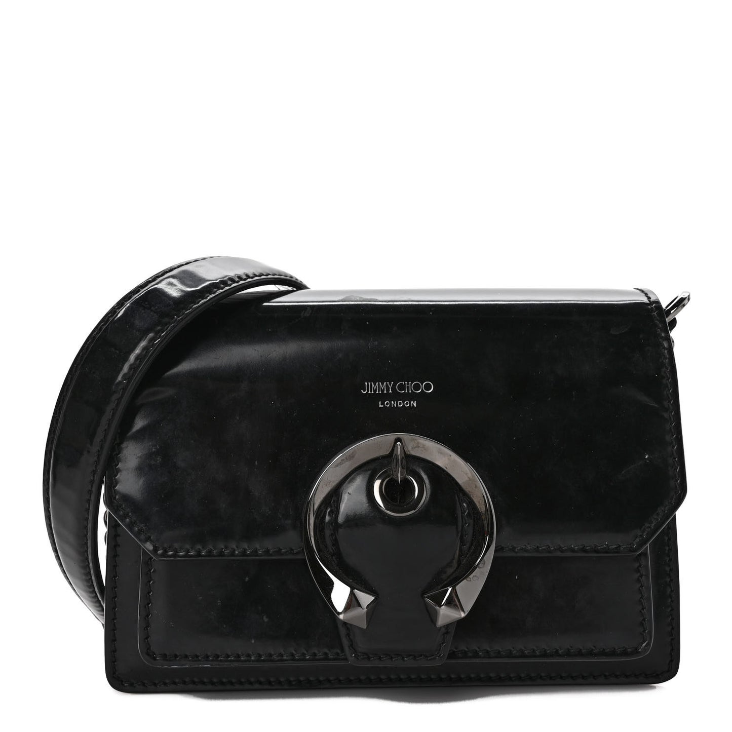 Patent Calfskin Madeline Chain Shoulder Bag Black