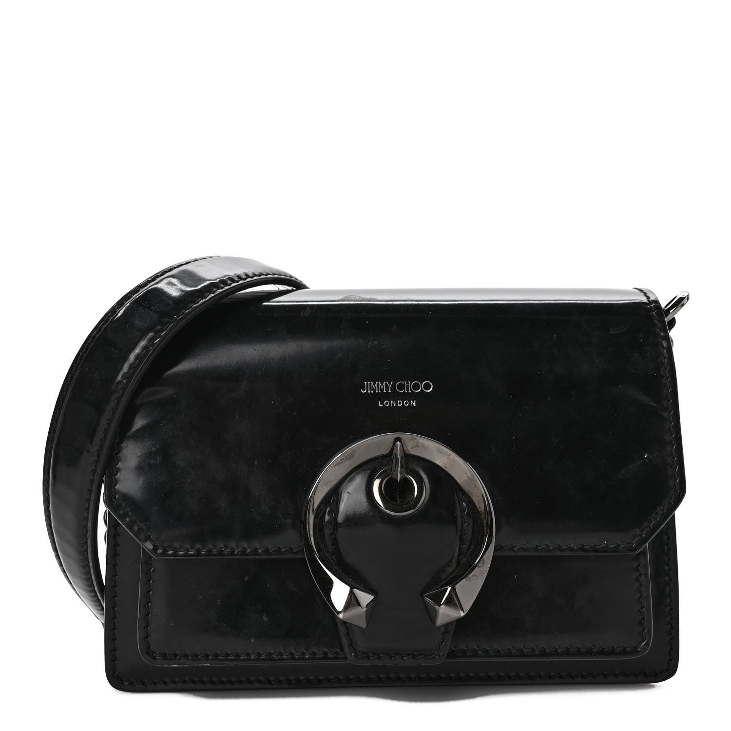 Jimmy Choo Patent Calfskin Madeline Chain Shoulder Bag Black 2 of 10