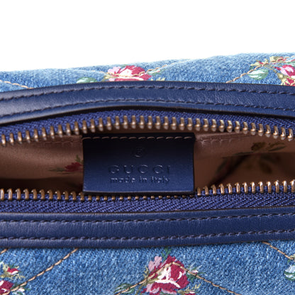 Gucci Denim Matelasse Flora GG Marmont Cosmetic Case Blue 6 of 10