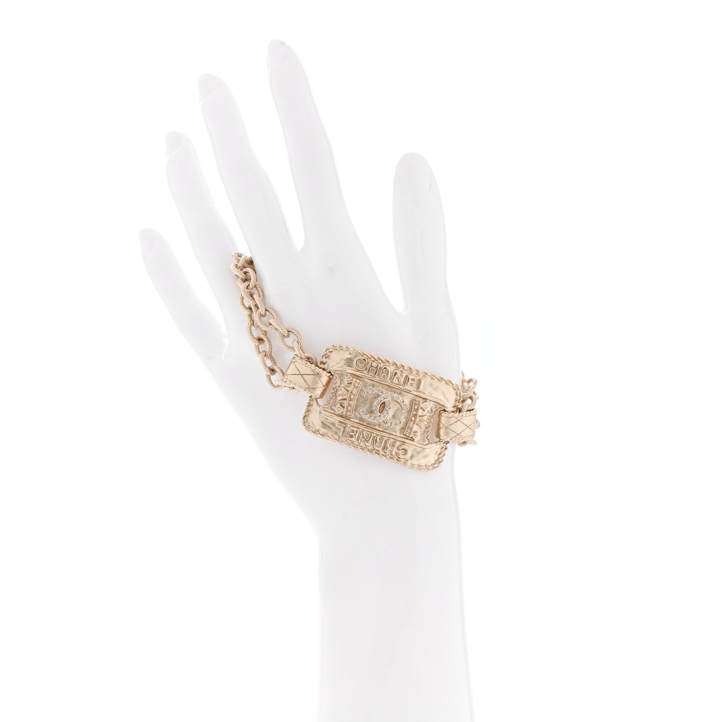 Crystal CC Crown Logo Chain Bracelet Gold