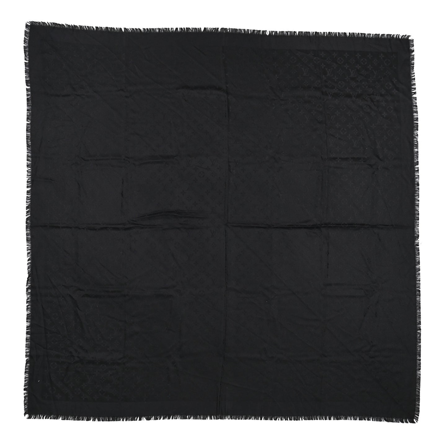 Silk Wool Monogram Shawl Black