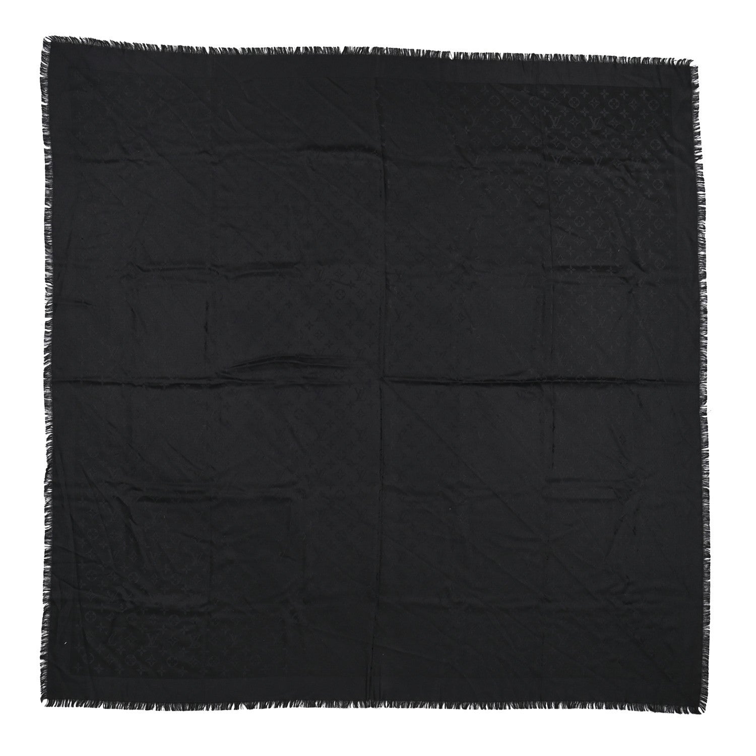 Louis Vuitton Silk Wool Monogram Shawl Black 1 of 3