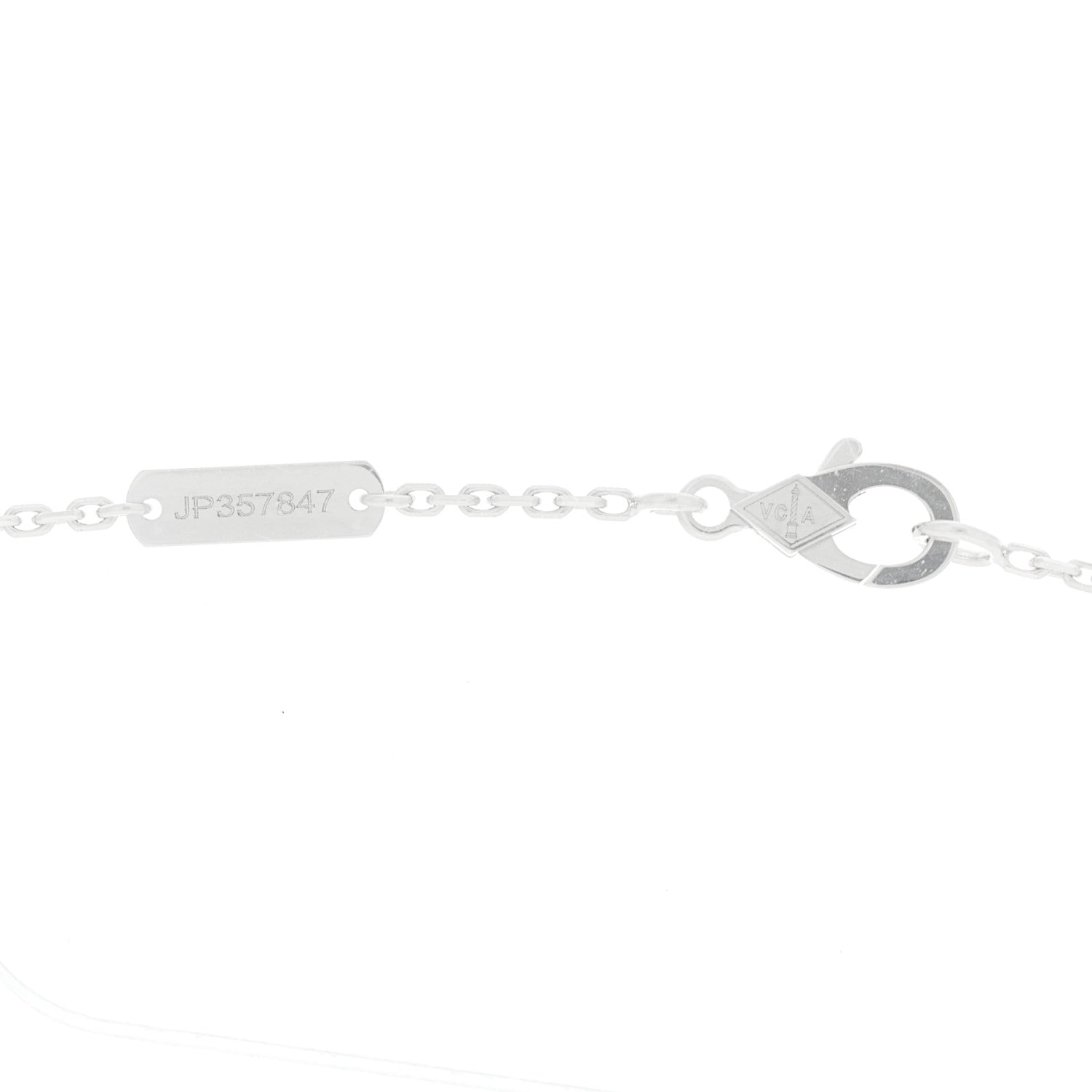 Van Cleef & Arpels 18k White Gold Chalcedony Vintage Alhambra Pendant Necklace 4 of 5