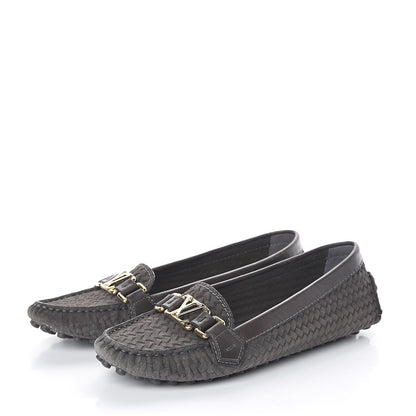 Louis Vuitton Woven Suede Oxford Loafers 39 Brown 3 of 7