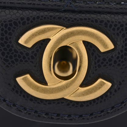 Chanel Shiny Caviar Quilted Mini Top Handle Flap Navy Blue 12 of 12