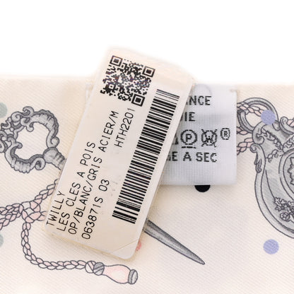 Hermes Silk Les Cles A Pois Twilly White Gris Acier 3 of 4