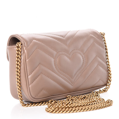 Gucci Calfskin Matelasse Super Mini GG Marmont Shoulder Bag Porcelain Rose 3 of 13