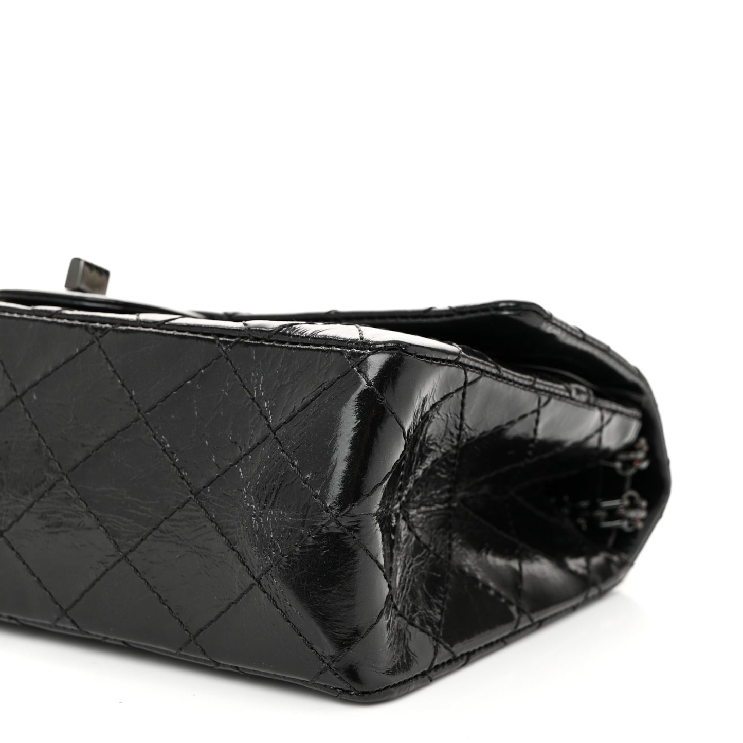 Glazed Aged Calfskin Quilted 2.55 Reissue 225 Flap So Black