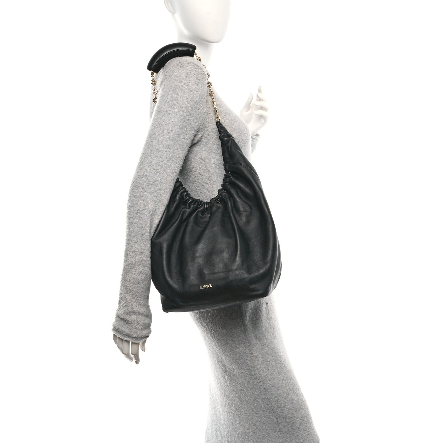 Buttery Nappa Lambskin Medium Squeeze Bag Black