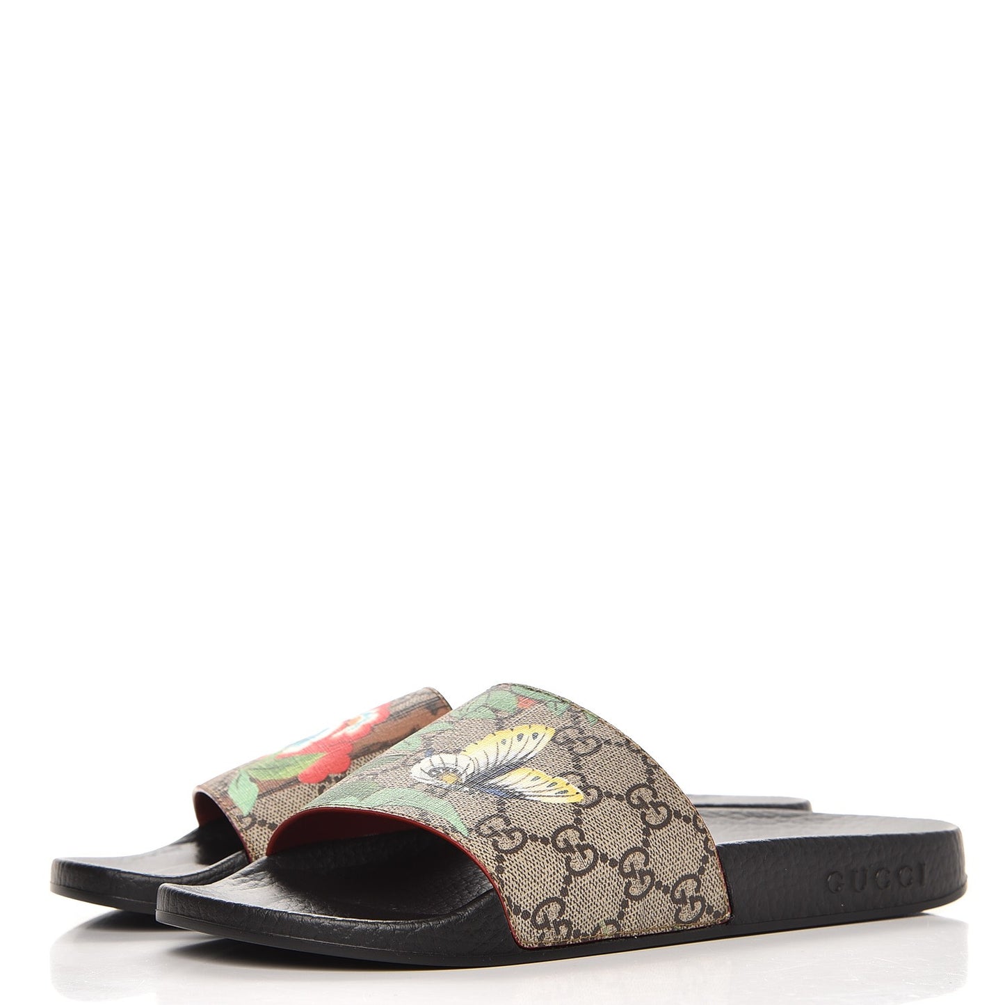 GG Supreme Monogram Tian Womens Slide Sandals 38 Beige Multicolor