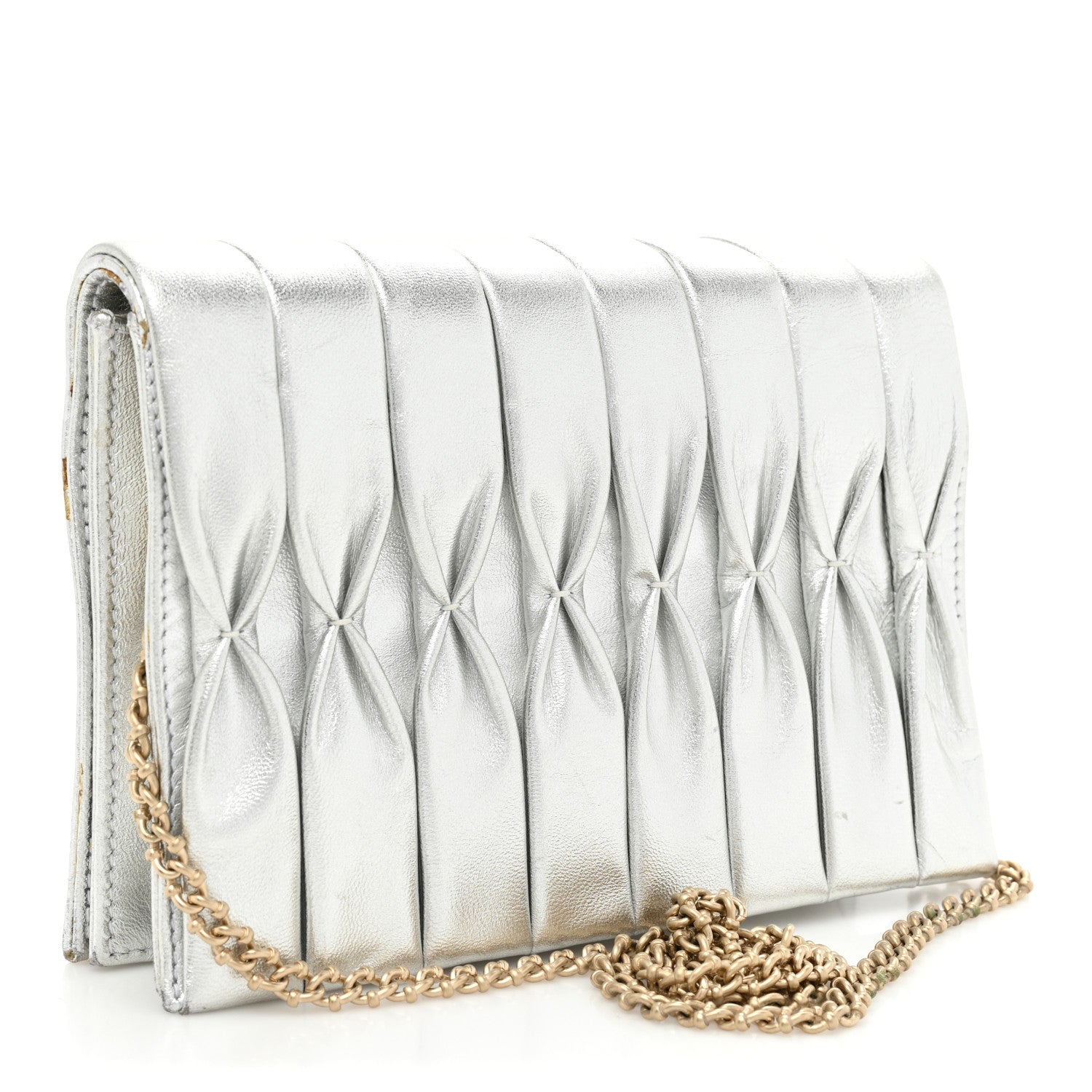 Chanel Metallic Lambskin Sac Pochette Argent 3 of 12