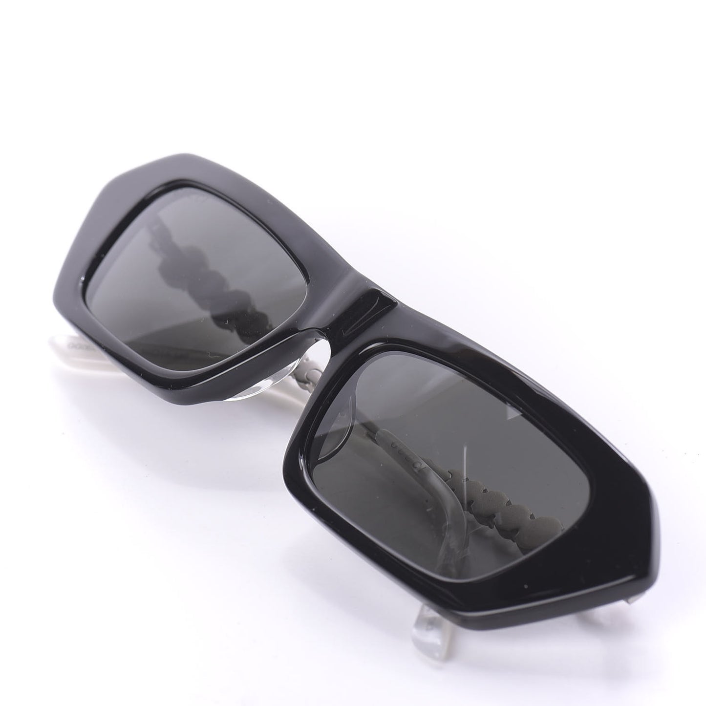 Acetate Crystal Embellished Rectangle Sunglasses GG0642S Black Gold