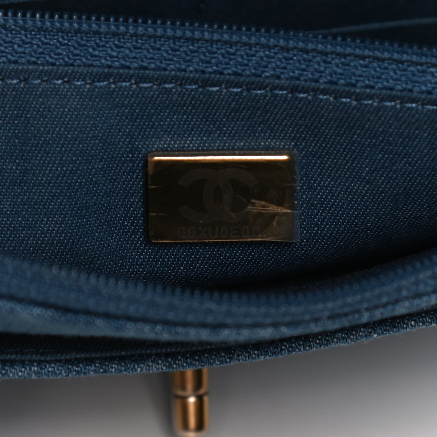 Denim Quilted CC Pearl Crush Wallet On Chain WOC Blue